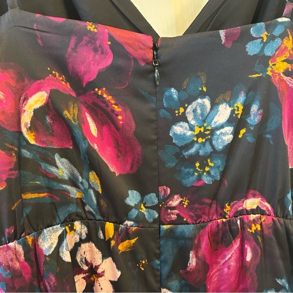 Express Fall Floral High Low Silk Satin Sexy Silhouette Dress Size Medium - Picture 11 of 12